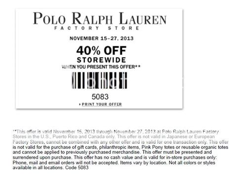 discount code for polo ralph lauren outlet
